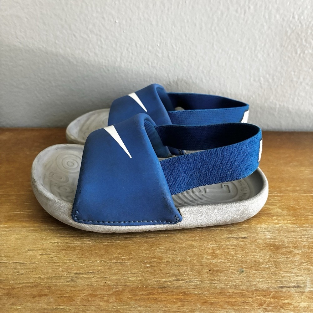 Nike Kawa Slide Strap Sandals Royal Blue Gray Baby Toddler Size 6C 6 - Picture 3 of 8